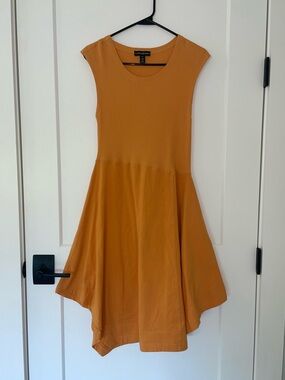 Tribal Asymmetrical Sleeveless Dress in Mustard Golden Ochre SP
